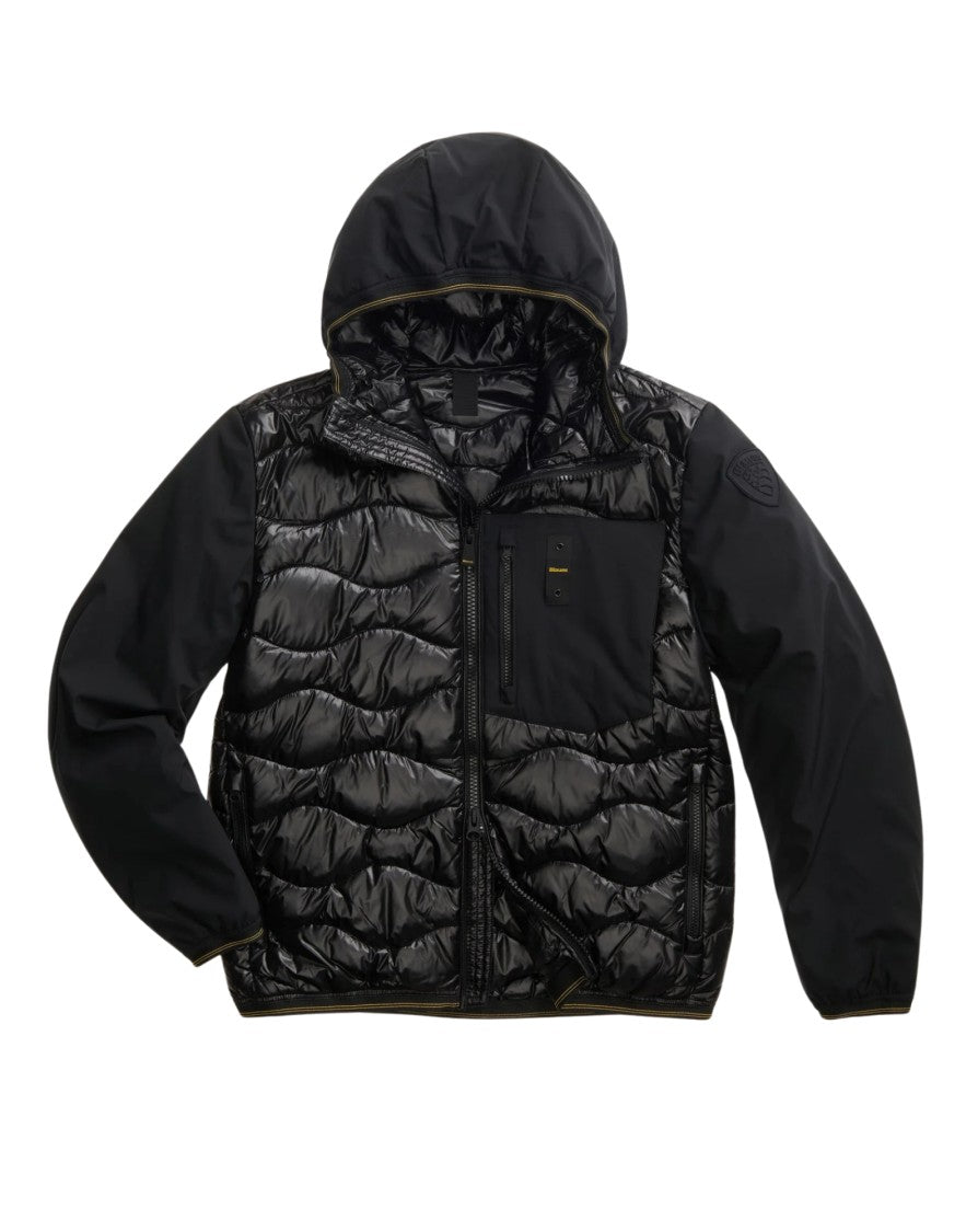 Blauer Black Albert Wave-Quilted Nylon Neoprene Down Jacket