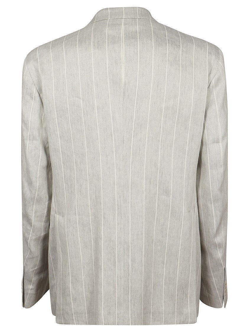 Tagliatore Beige Pinstripes Double Breasted Suit