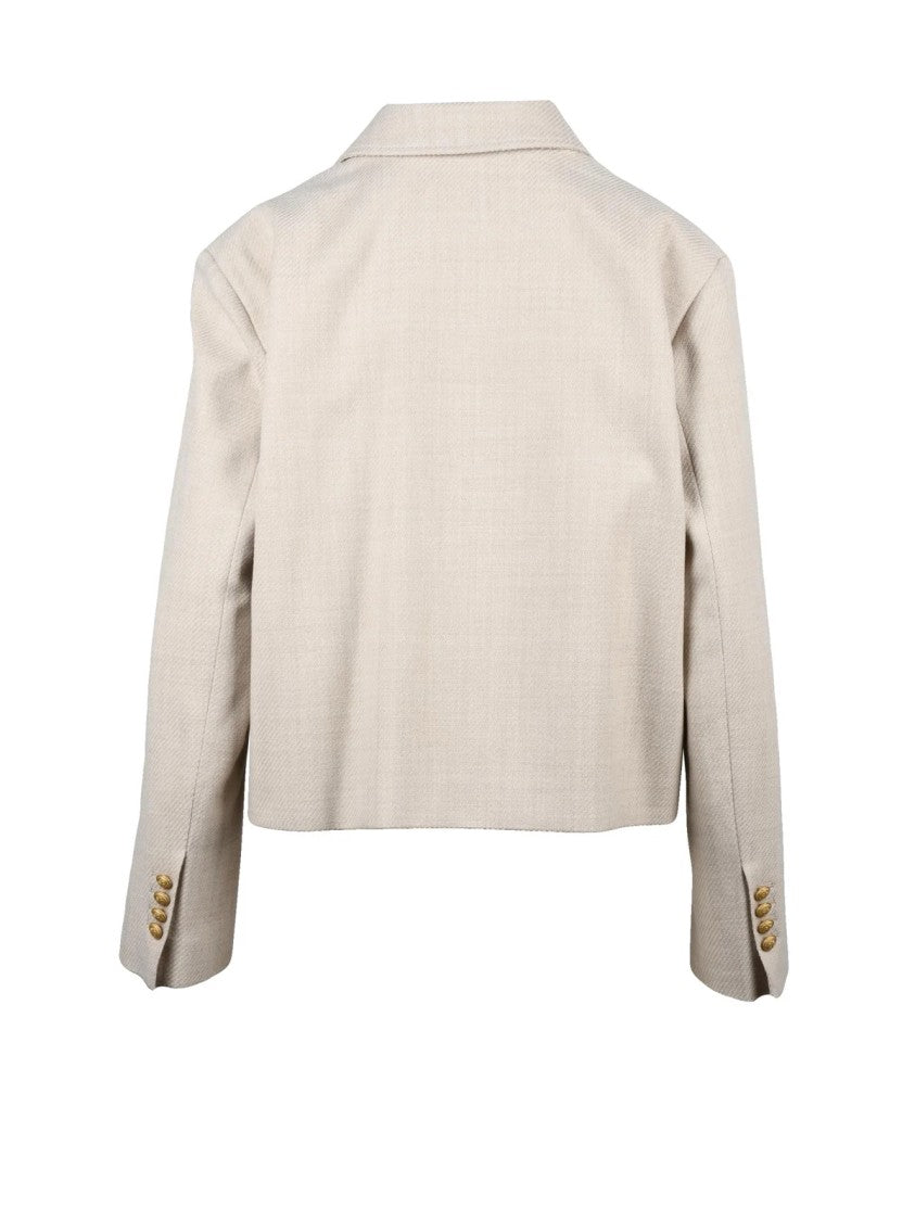 Circolo 1901 Beige Virgin Wool-Cotton Short Jacket