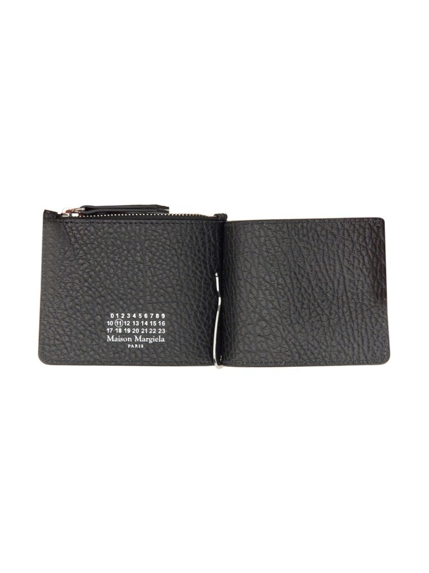 Maison Margiela Textured Black Leather Card Holder With Logo