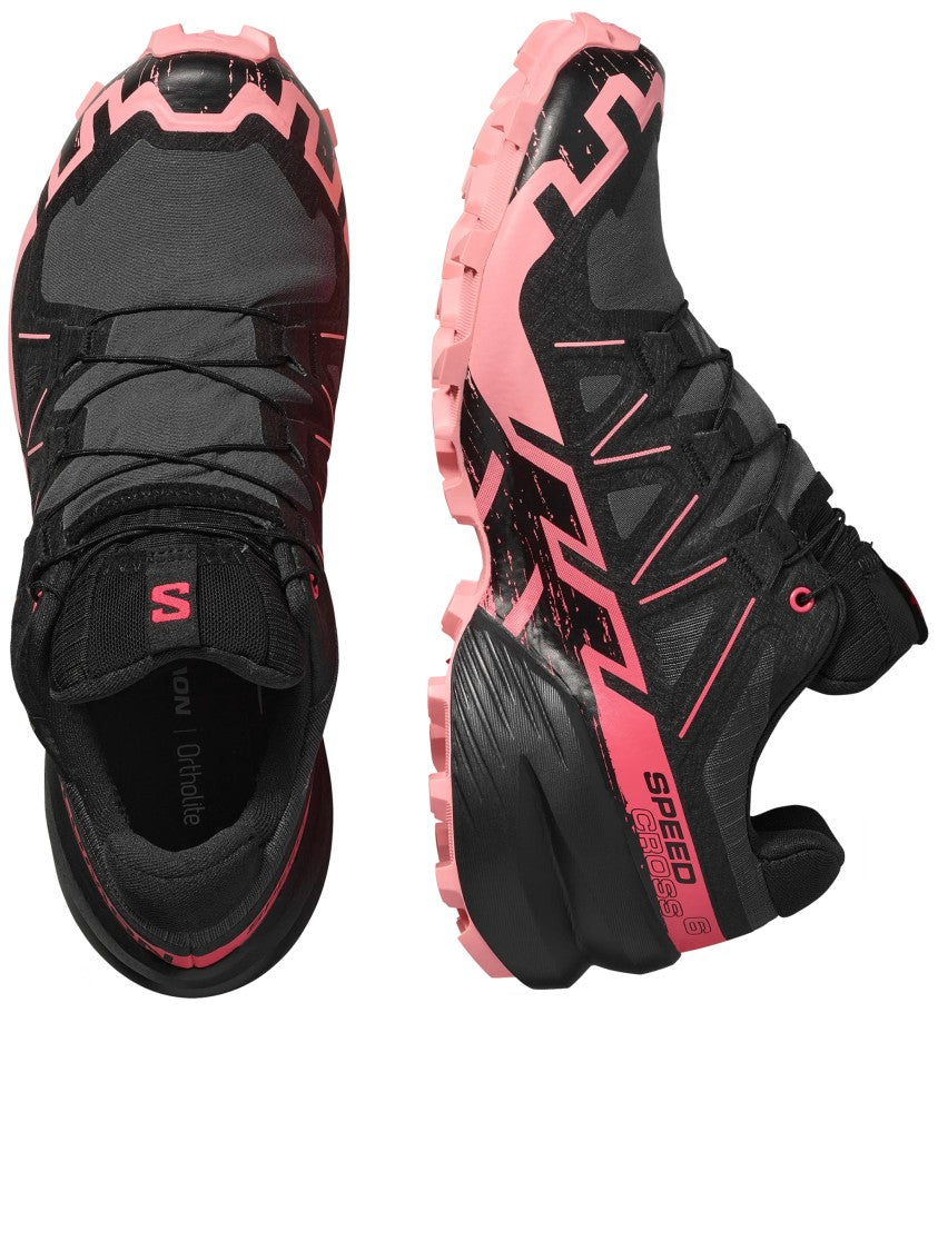 Salomon Streamlined Black Athletic Sneakers With Vibrant Pink Accents