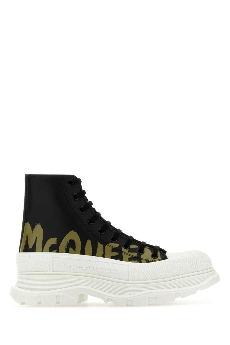 Alexander Mcqueen Black Leather Tread Slick Sneakers