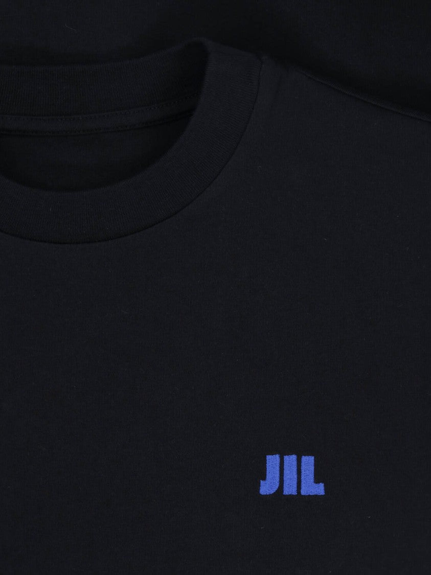 Jil Sander Blue Crewneck Logo Cotton T-Shirt