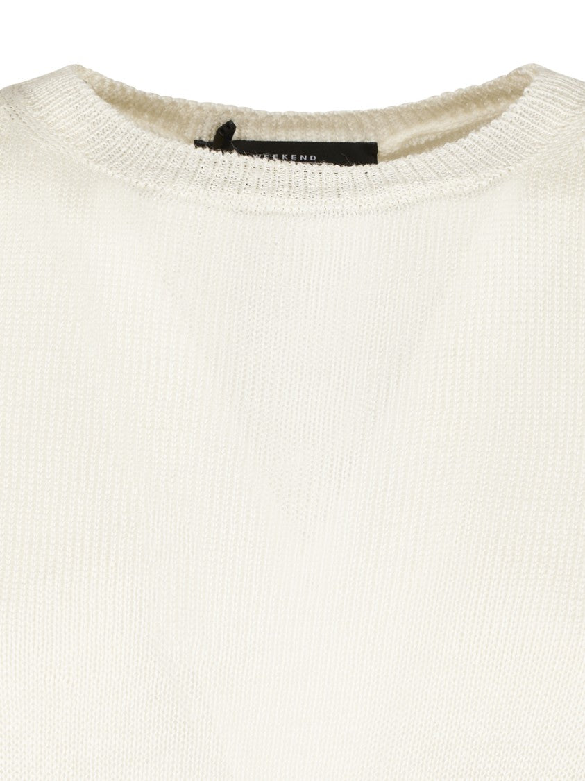Max Mara Long-Sleeved Linen Top With Ribbed Detailing