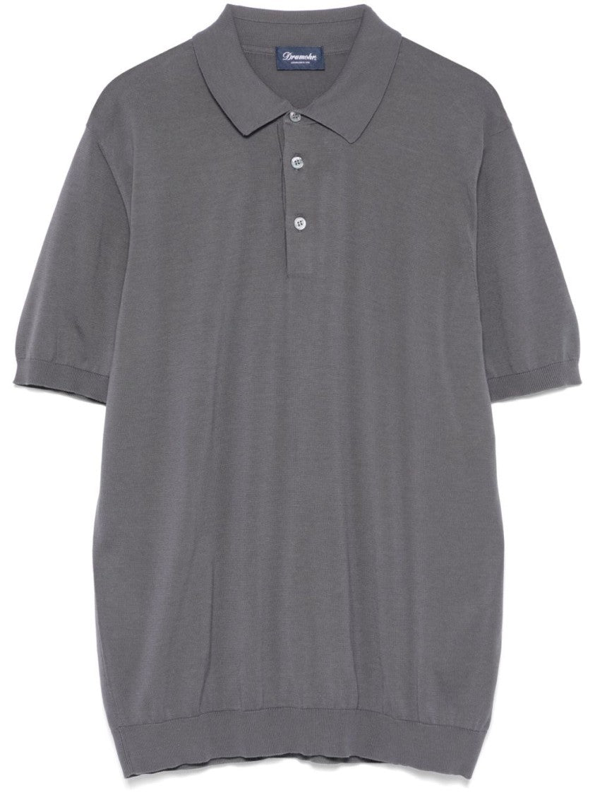 Drumohr Classic Grey Polo T-Shirt With Relaxed Fit