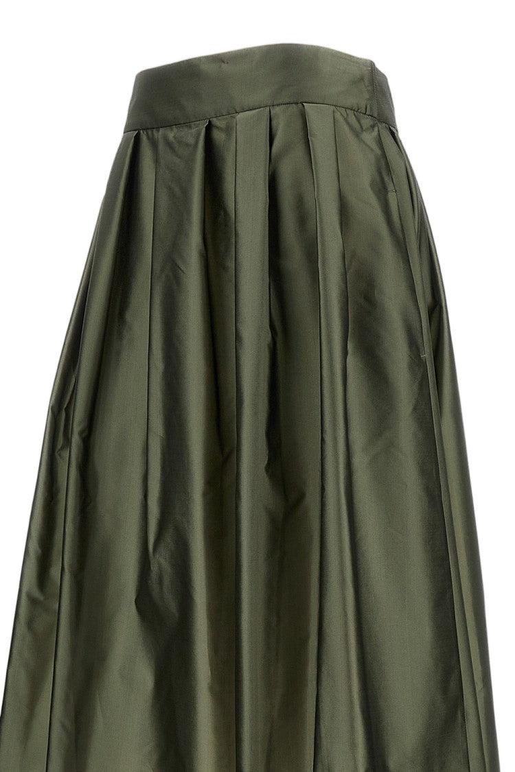 Max Mara Pleated Midi Skirt In Silk Blend Taffeta