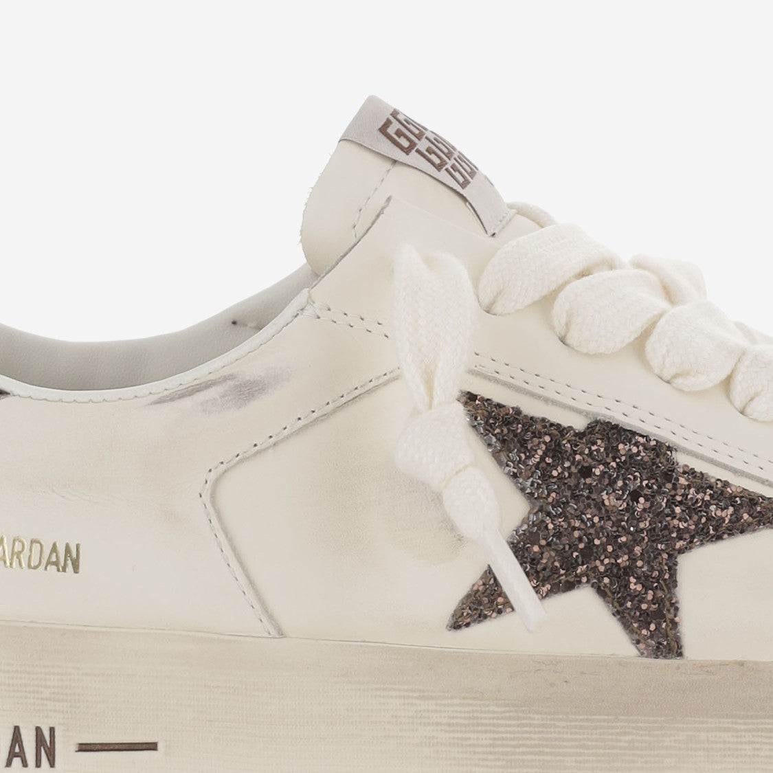 Golden Goose Stardan Leather Sneakers With Glitter Star Patch