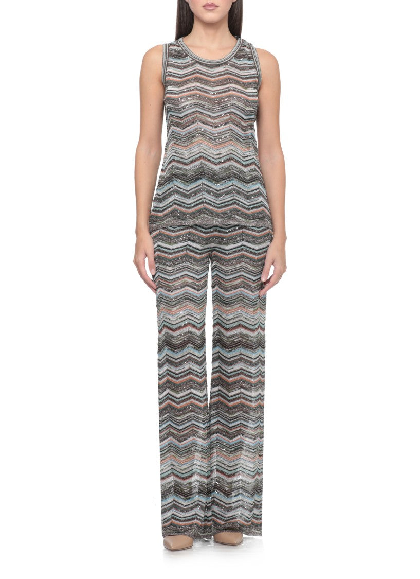 Missoni Multicolor Zigzag Sequined Viscose Top