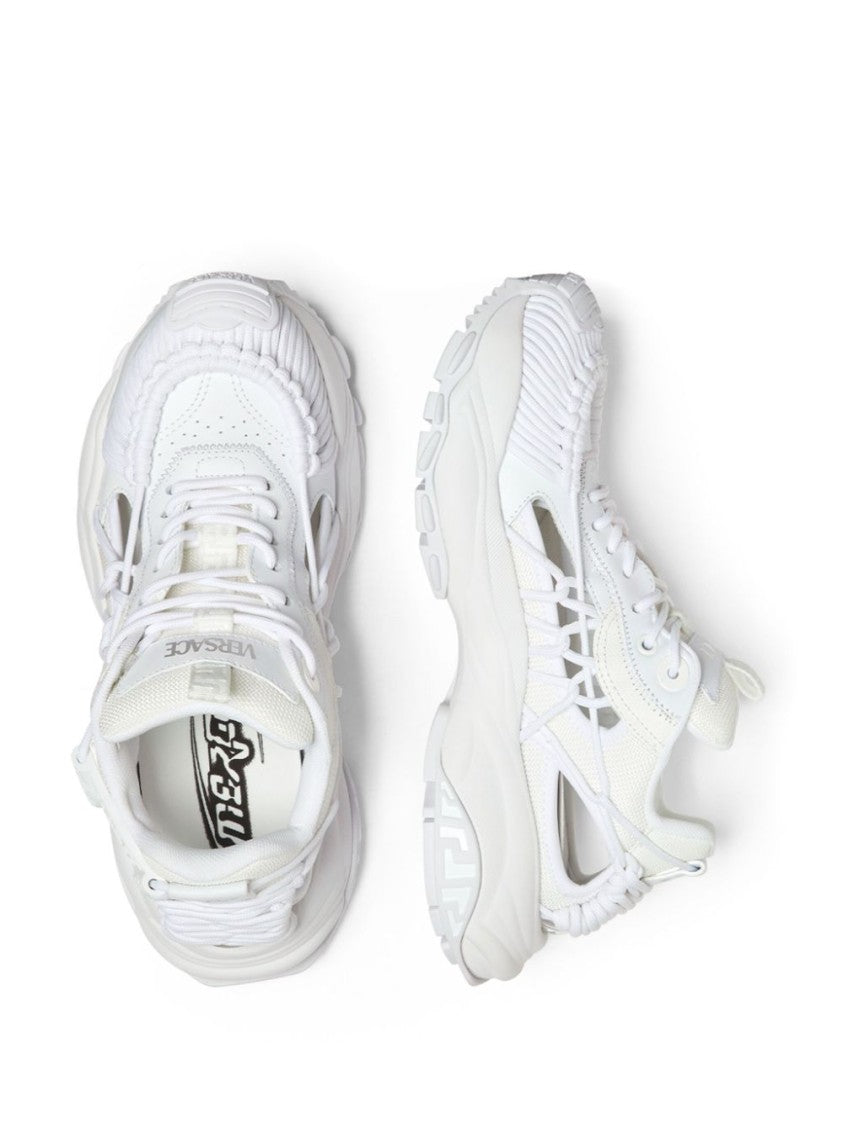 Versace White Panelled Sneakers With Cut-Out