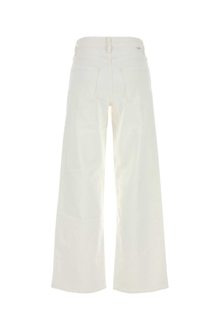 Mother White Stretch Denim The Spinner Wide-Leg Jeans
