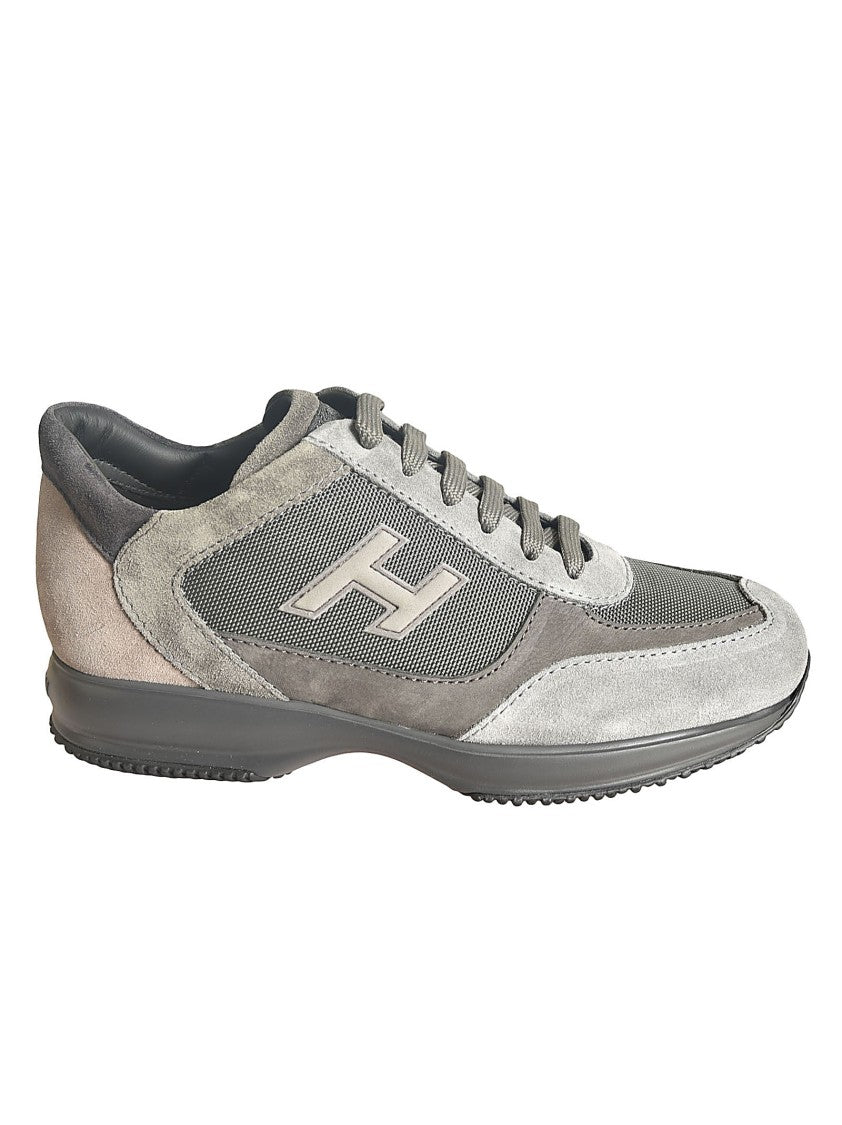 Hogan Interactive Grey Leather And Mesh Shoes