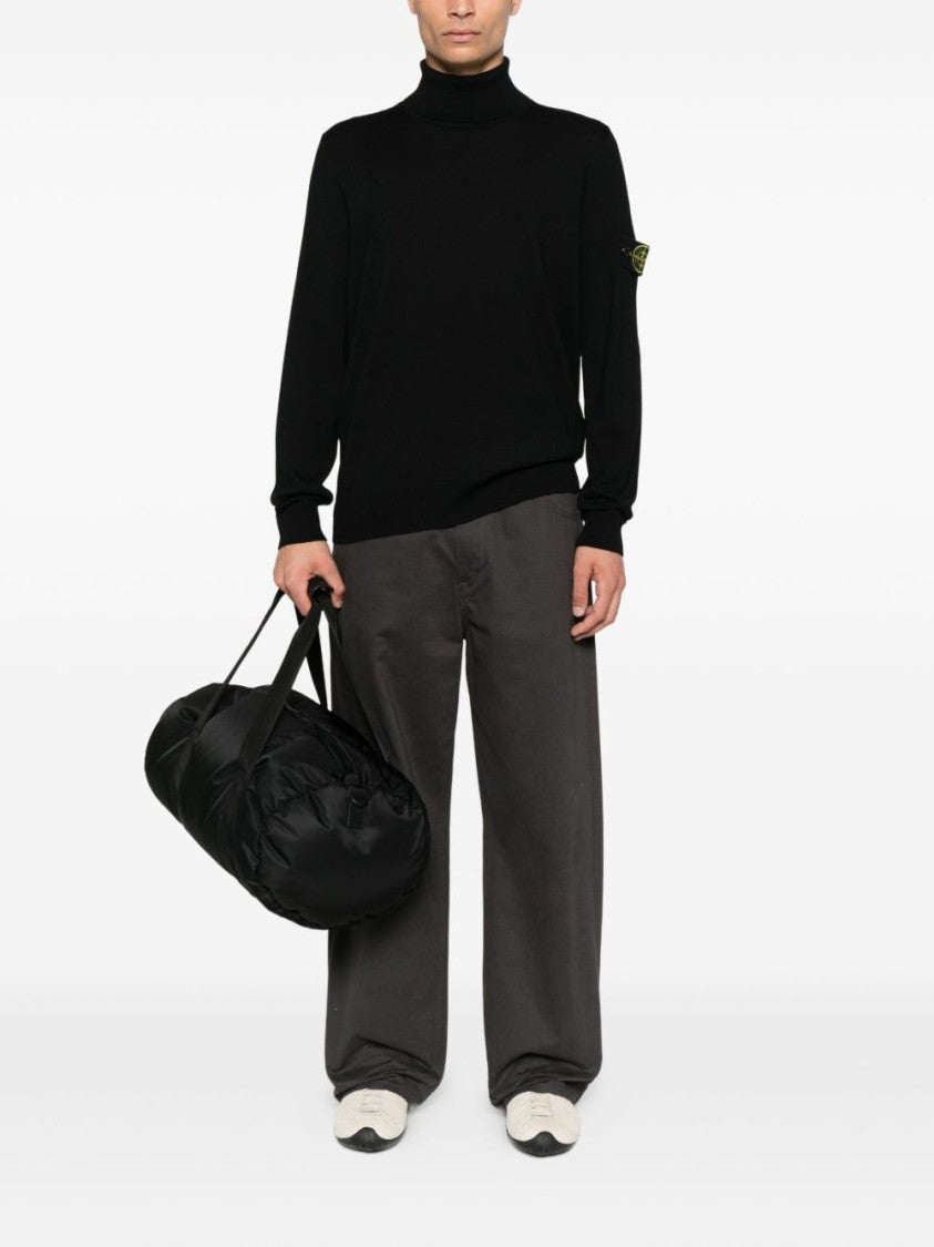 Stone Island Lightweight Pure Wool Turtleneck Sweater With Logo Badge