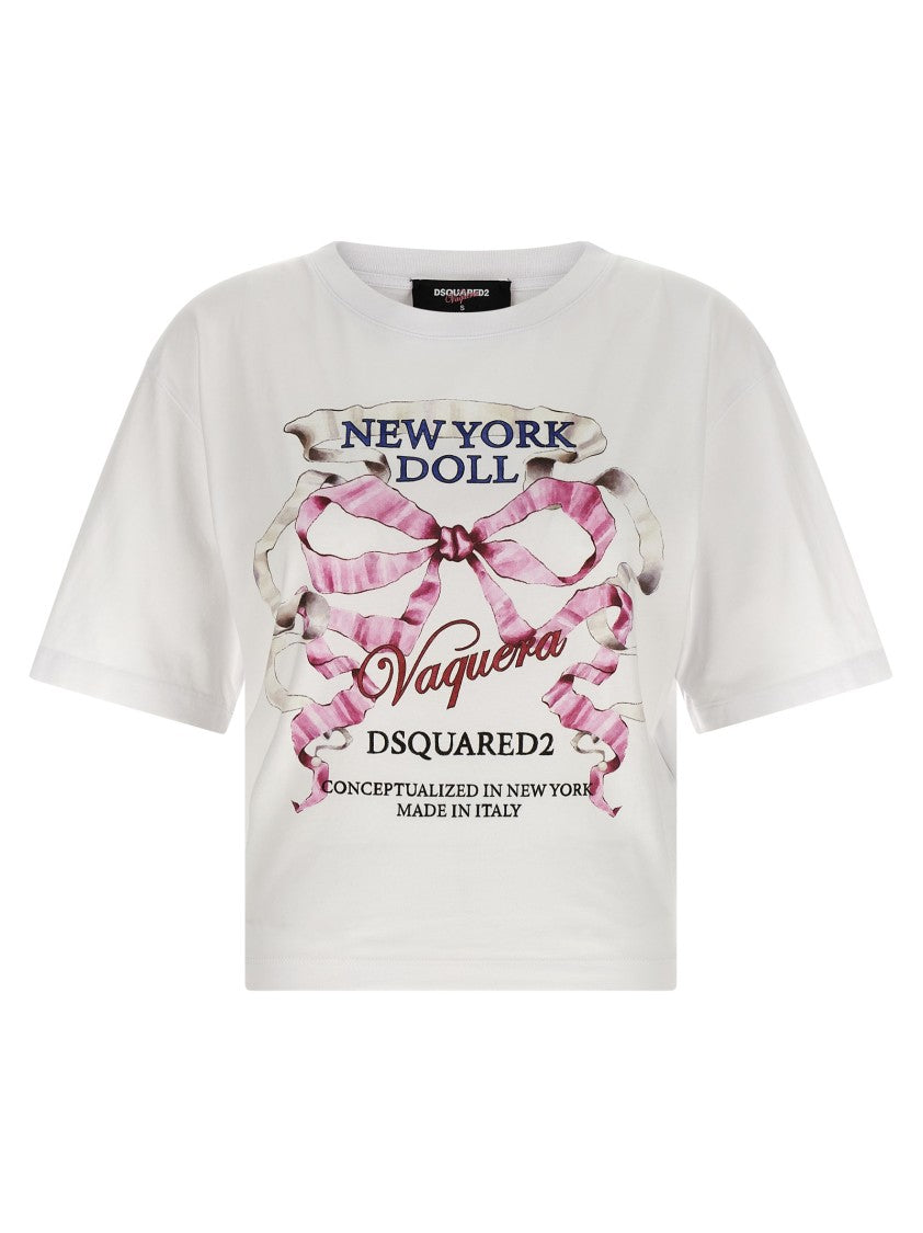 Dsquared2 Capsule Crop T-Shirt In Cotton Jersey