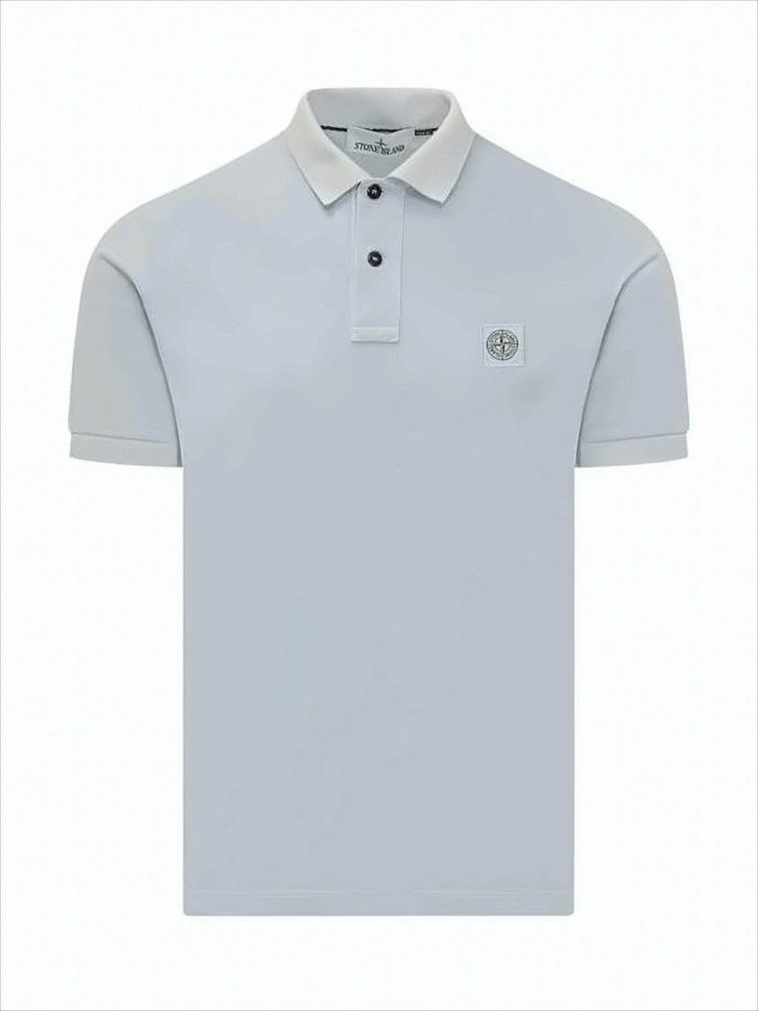 Stone Island Classic Blue Polo Shirt With Structured Collar And Embroidered Logo