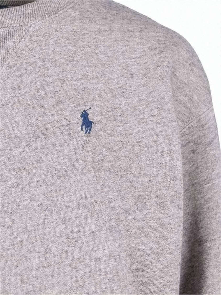 Polo Ralph Lauren Heather Grey Long-Sleeve Crewneck Sweatshirt With Ribbed Details