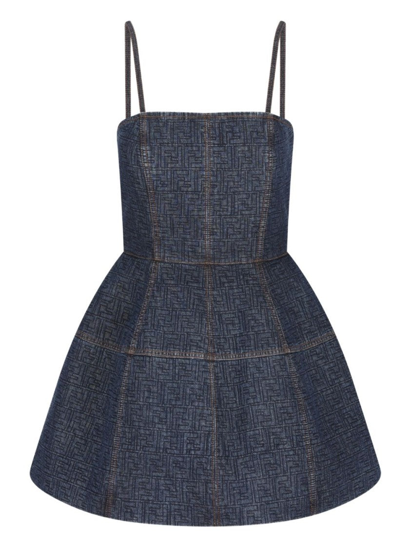 Fendi Structured Mini Dress With Textured Pattern