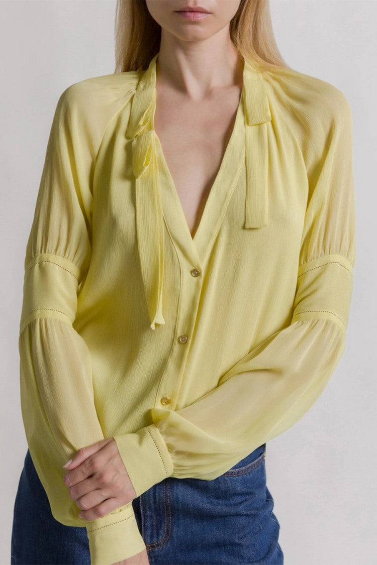 Alberta Ferretti Yellow Silk Blouse
