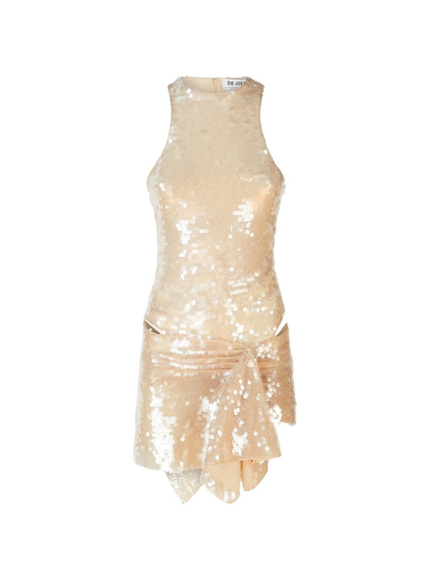 The Attico Embellished Mini Dress Champagne