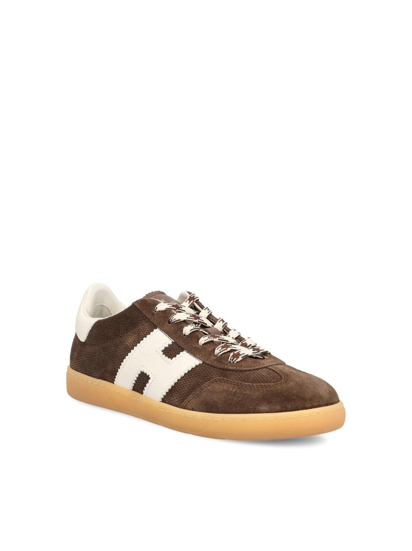 Hogan Brown Leather Sneakers With Signature 'H' Logo And Elegant Design