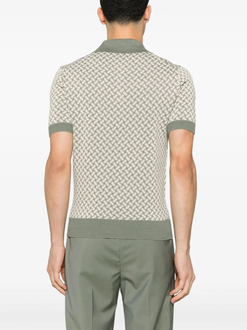 Drumohr Textured Woven Short Sleeve Polo