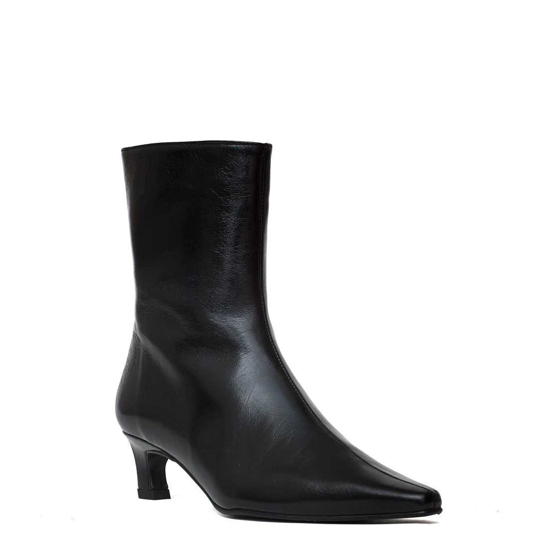 Alohas Ambar Rift Crinkled Black Leather Ankle Boots