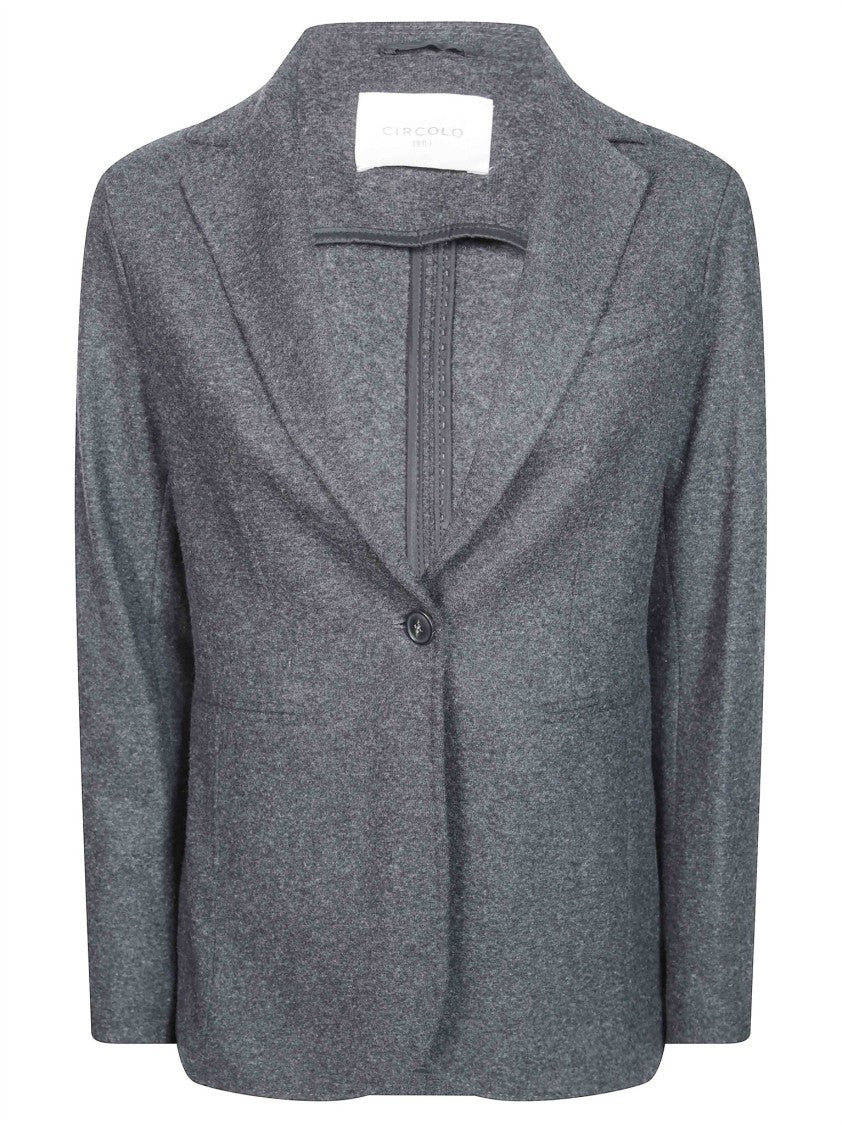 Circolo Medium Grey Slim-Fit Single-Breasted Jacket In Alpaca