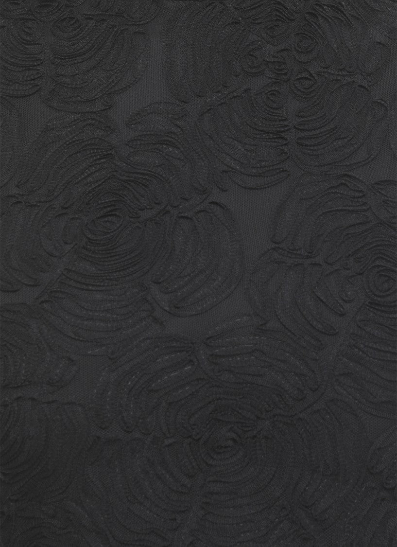 Rotate Tulle Dress With All-Over Rose Details And Flared Hem