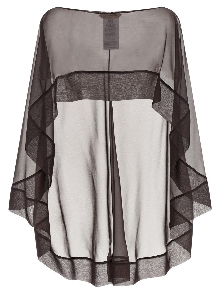 Alberta Ferretti Hooded Silk Chiffon Scarf With Asymmetric Hem