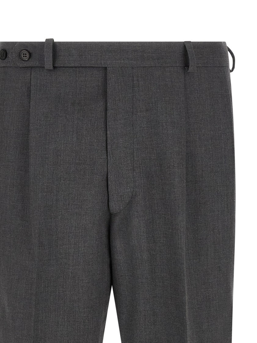 Prada Grey Tailored Trousers In Virgin Wool And Cotton Blend