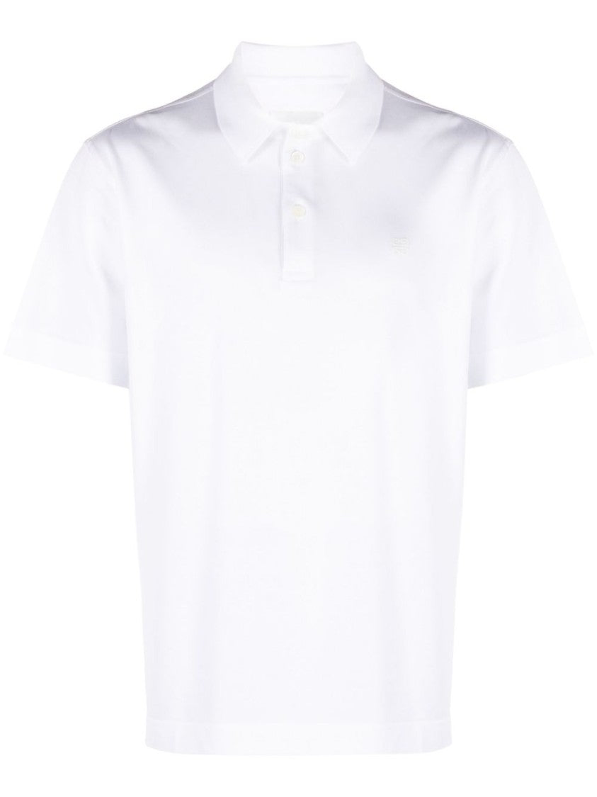 Givenchy White Signature 4G Embroidery Piqué Polo