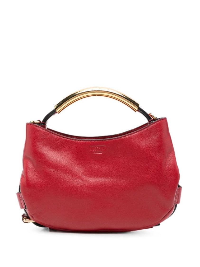 Moschino Curved Gold-Tone Handle Handbag