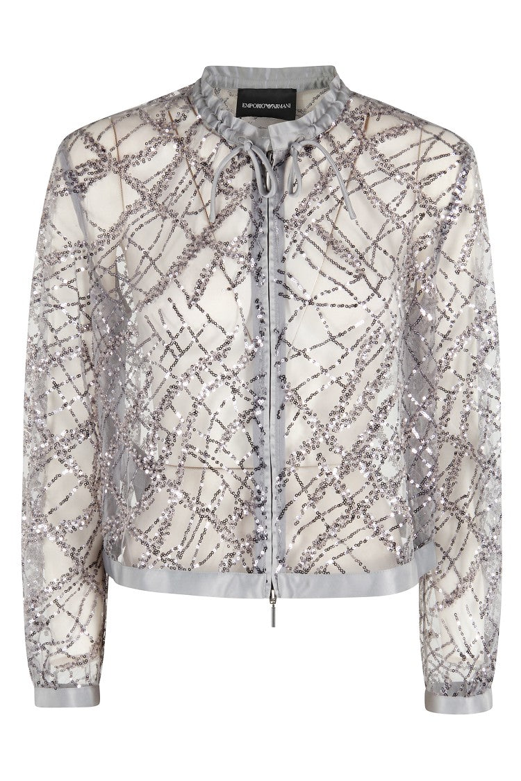 Emporio Armani Cropped Silver Shirt Jacket