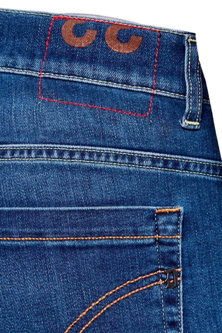 Dondup Blue Slim-Fit Cuffed Cotton-Blend Jeans