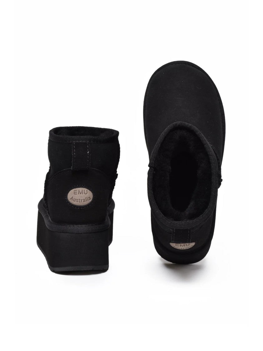 Emu Australia Black Stinger Micro Wool-Lined Leather Ankle Boots