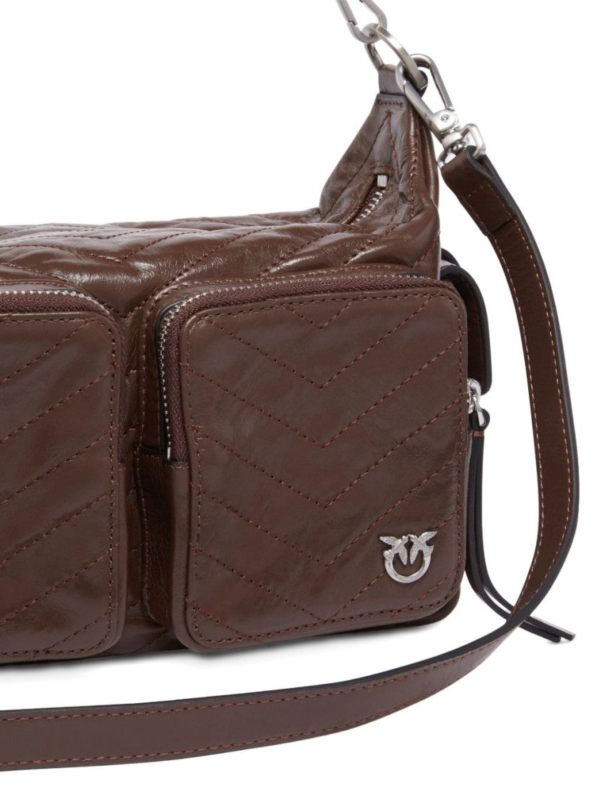 Pinko Rectangular Quilted Leather Shoulder Bag