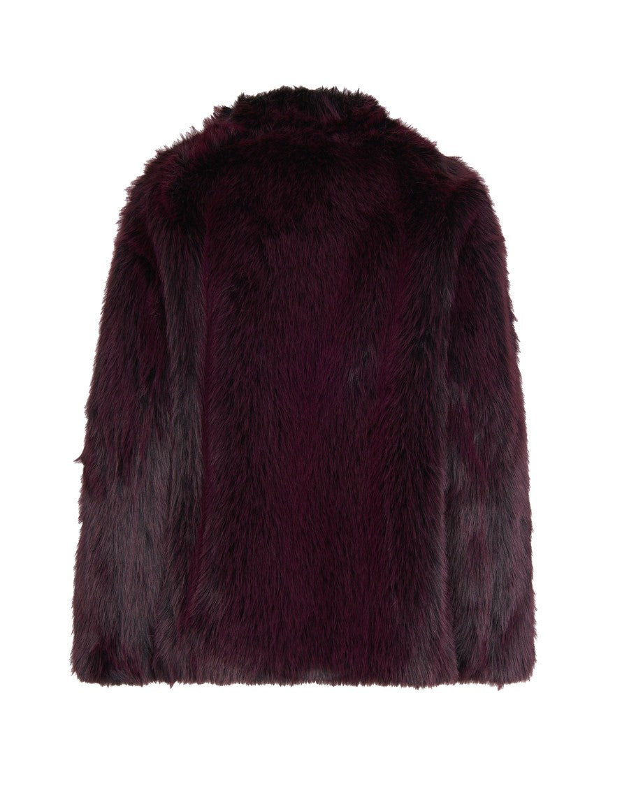 Patrizia Pepe Soft Fluffy Jacket In Purple And Red