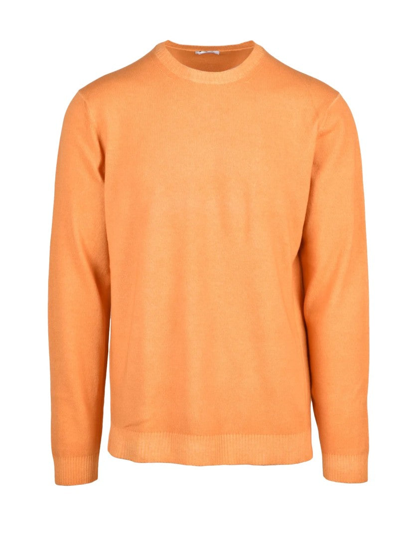 Malo Yellow Virgin Wool Crewneck Sweater
