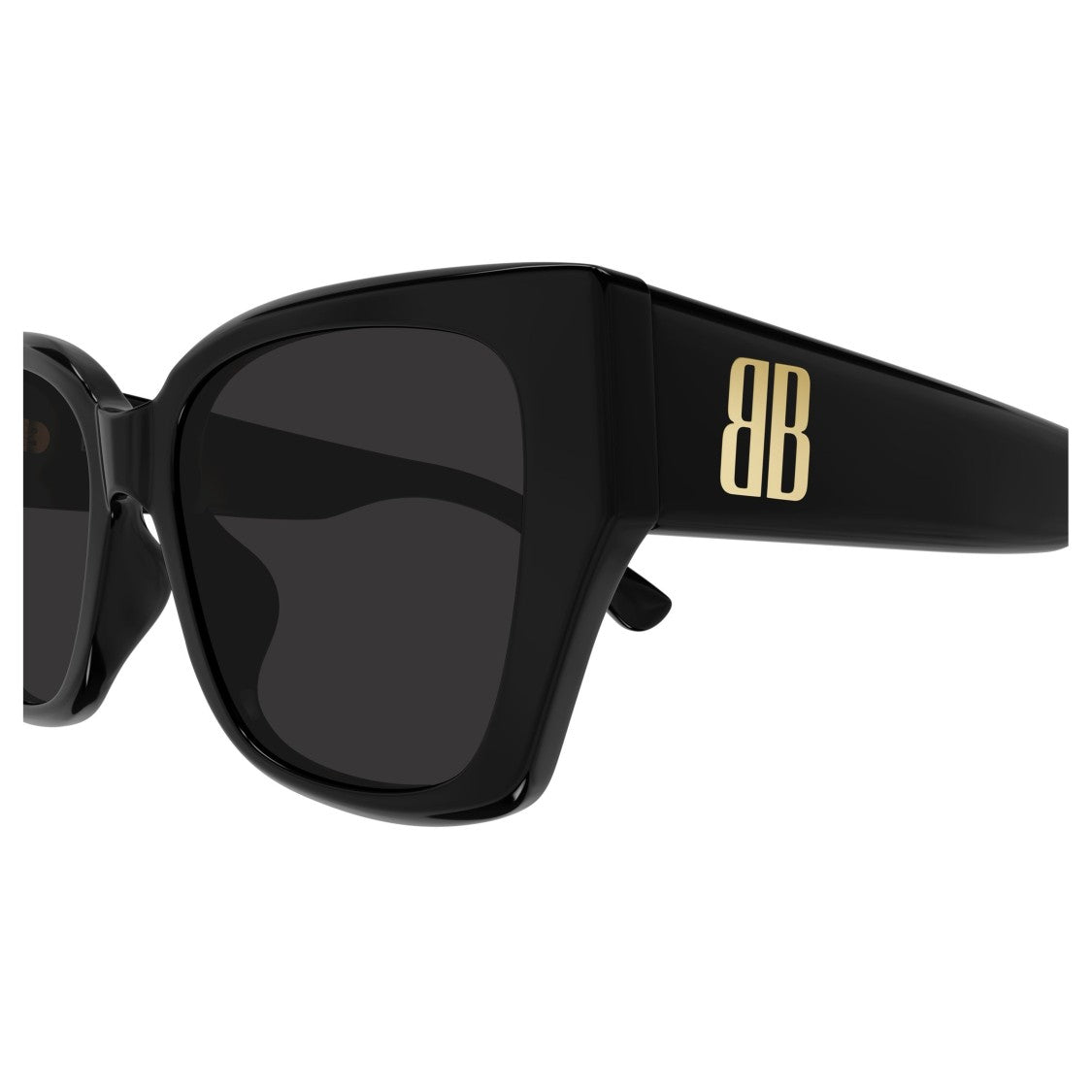 Balenciaga Oversized Square Sunglasses With Glossy Finish And Golden Accents