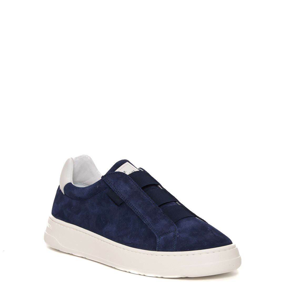 Voile Blanche Deep Blue Suede Slip-On Sneakers With White Rubber Sole