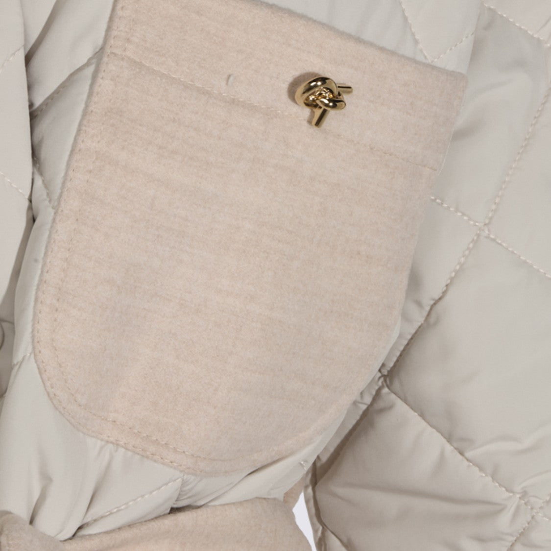 Fabiana Filippi Beige Down Jacket With Quilted Pocket And Belted Waist