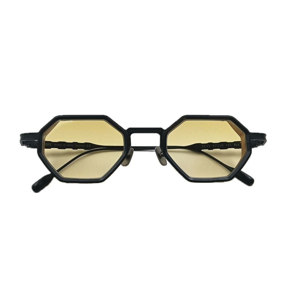 Capote Eyewear Cc13 Blk Black Yellow Geometric Black Titanium Sunglasses