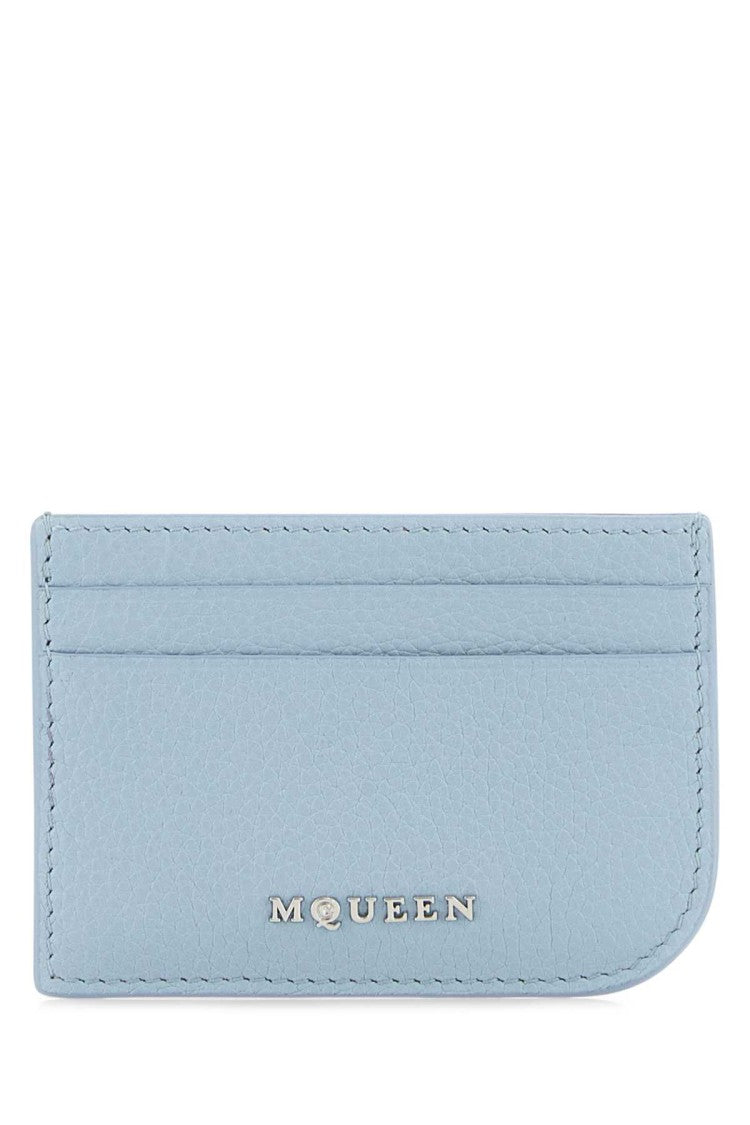 Alexander Mcqueen Light Blue Leather Card Holder
