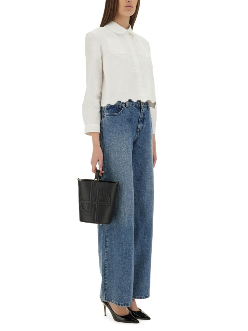 Patou Short Scalloped Poplin Shirt