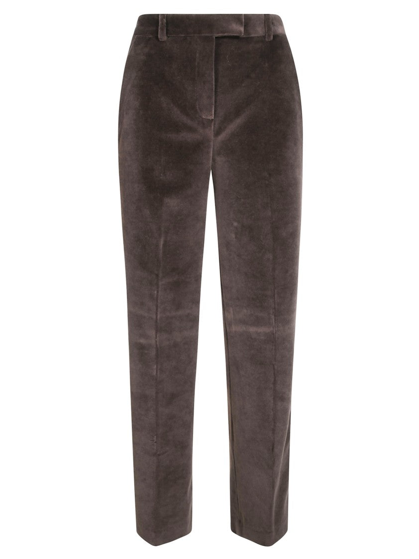 Circolo Smooth Velvet Straight-Leg Pants