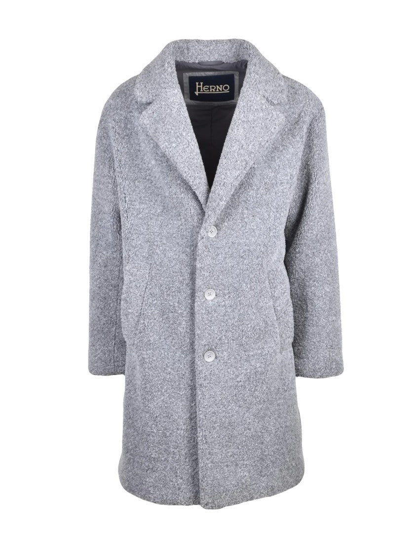 Herno Grey Polyester Teddy Coat