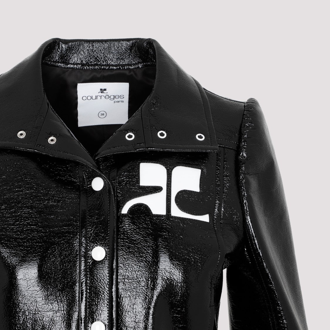 Courrèges Black Vinyl Jacket With Logo