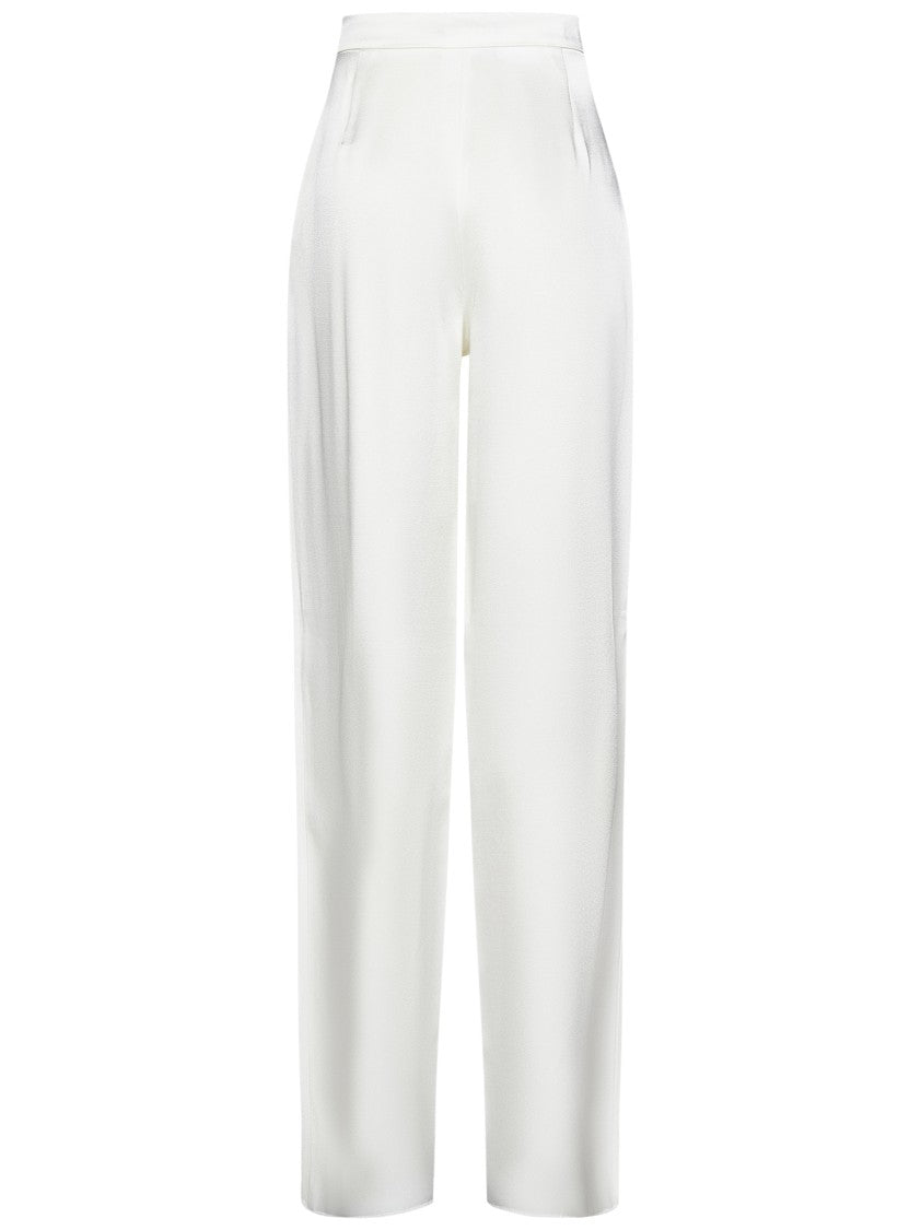 Max Mara Sleek White Trousers With Tailored High Waist
