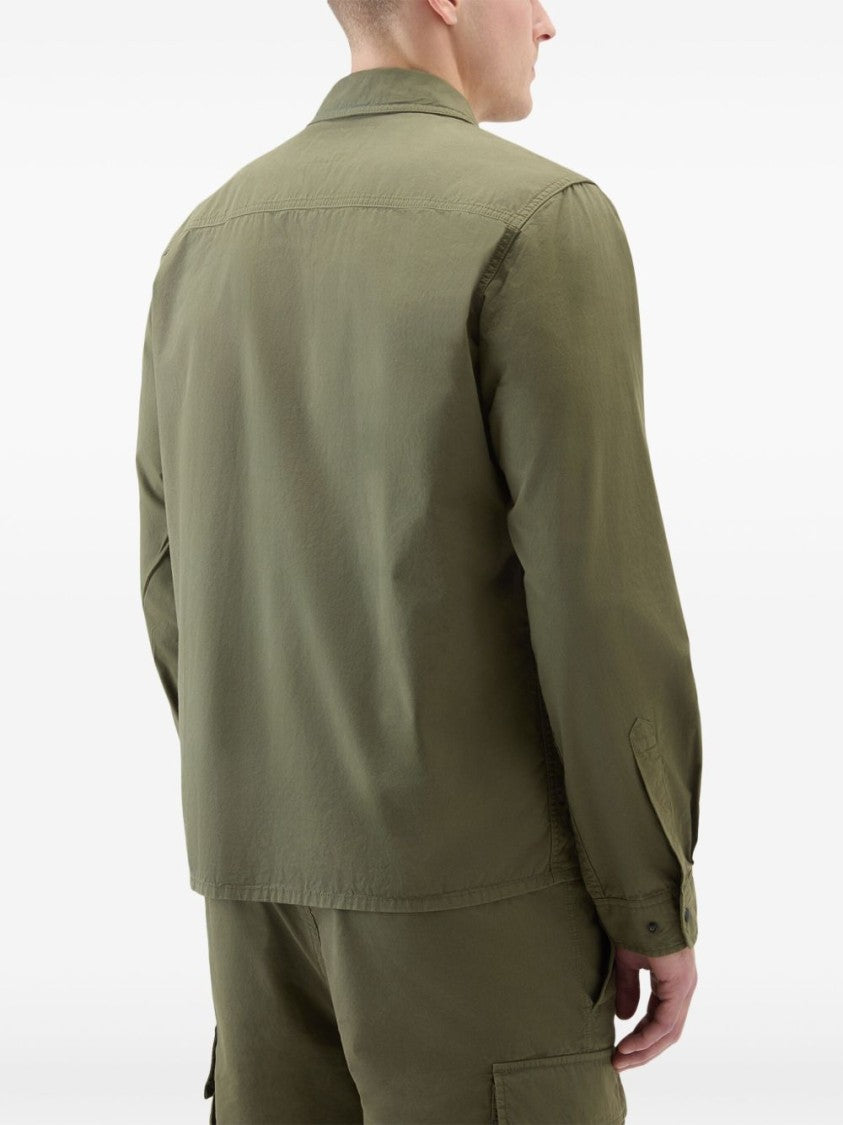 Woolrich Olive Green Cotton Gabardine Oversized Shirt