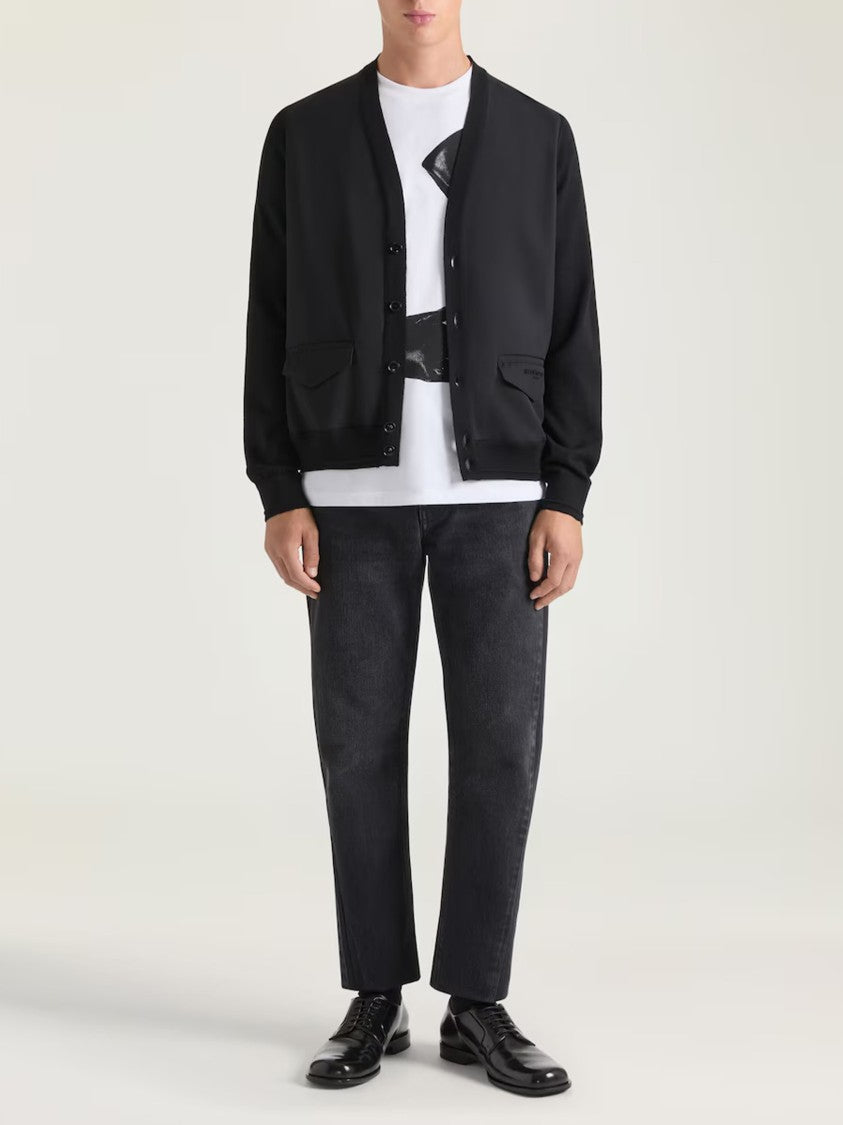 Givenchy V-Neck Flap Pocket Cropped Cotton Cardigan