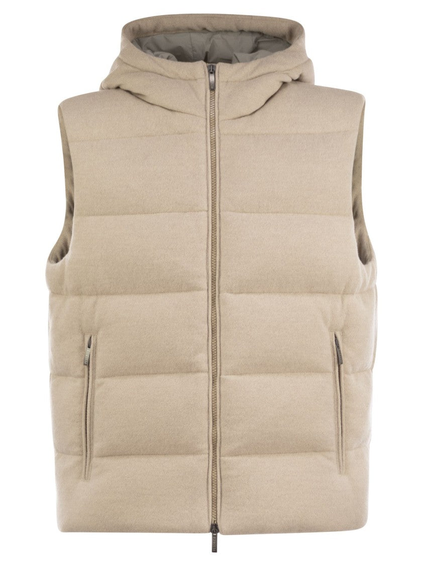 Peserico Goose Down Vest In Wool And Cashmere